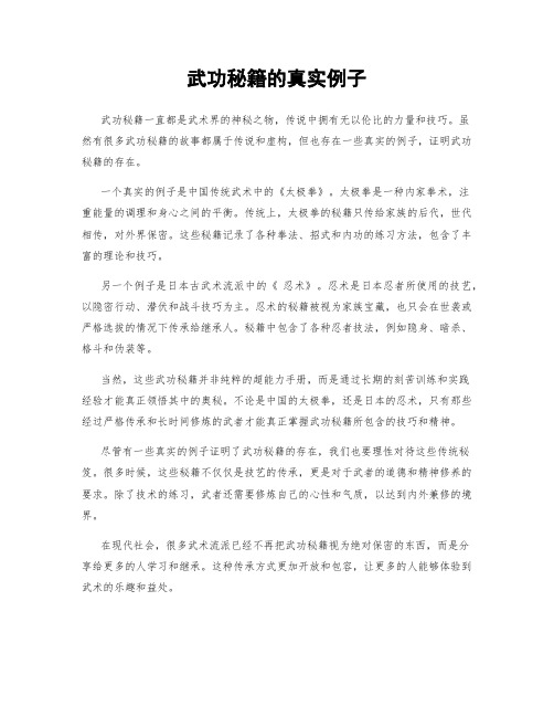 武功秘籍的真实例子