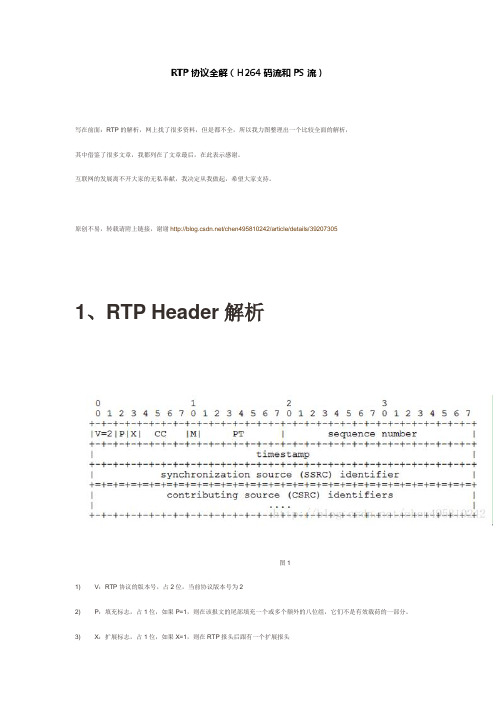 RTP协议全解(H264码流和PS流)-2015-4-22