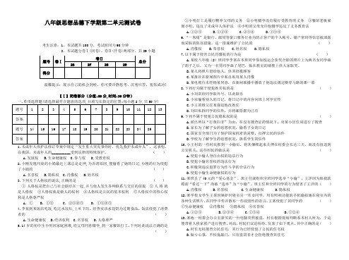 八年级下学期思想品德第二单元试卷