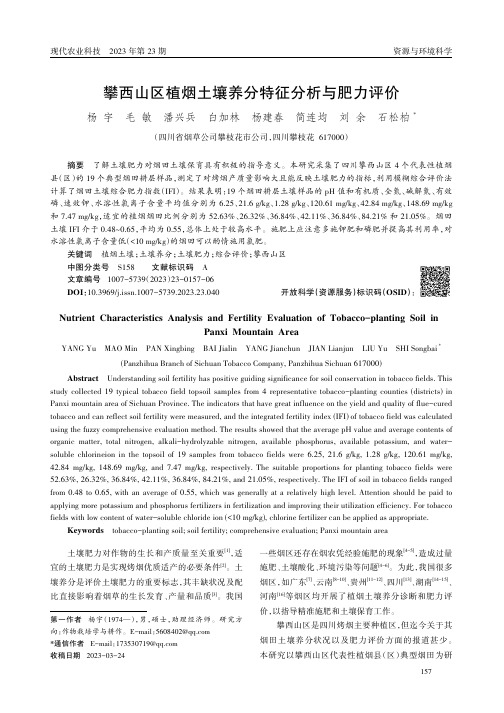 攀西山区植烟土壤养分特征分析与肥力评价