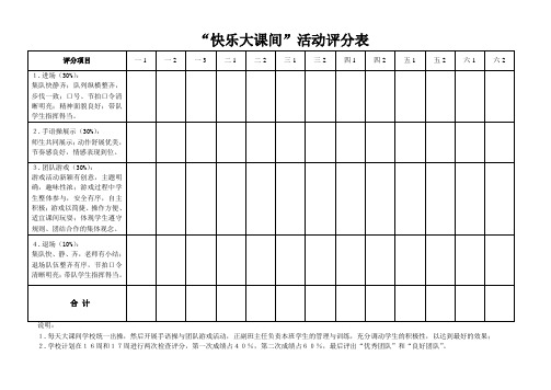 大课间活动评分表