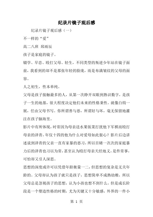 最新纪录片镜子观后感-范文文档