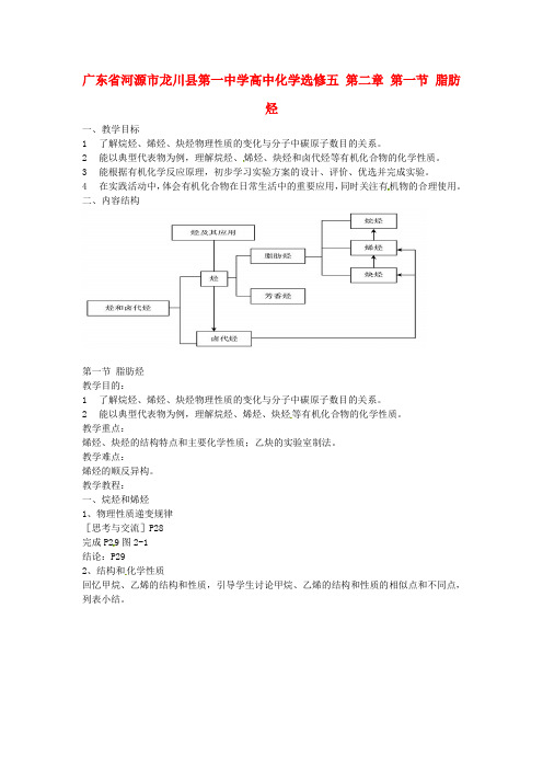 高中化学 第二章 第一节 脂肪烃教案 新人教版选修5