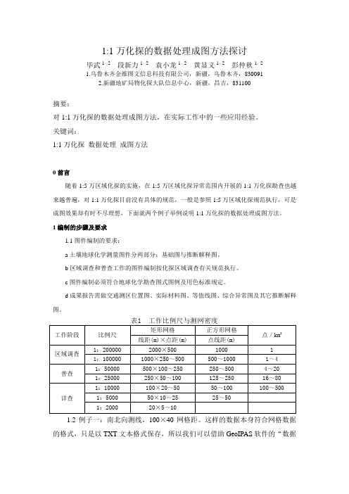 1万化探的数据处理成图方法探讨