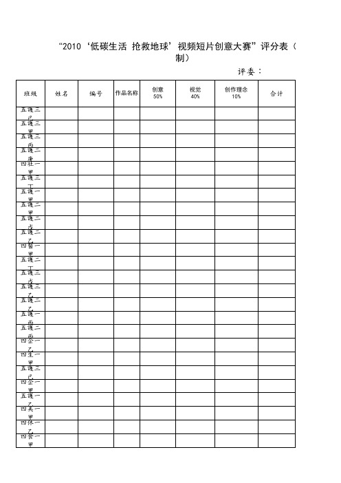 视频大赛评分表