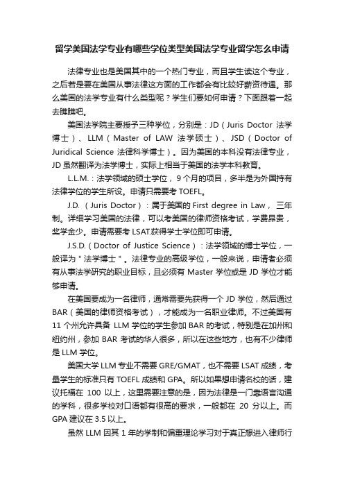 留学美国法学专业有哪些学位类型美国法学专业留学怎么申请