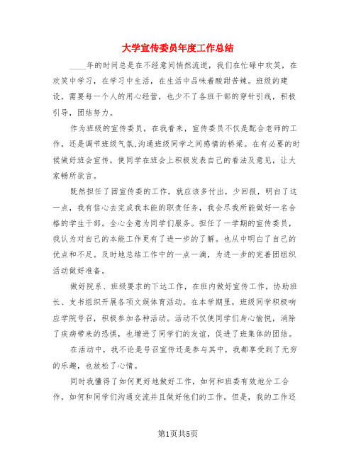 大学宣传委员年度工作总结(3篇)