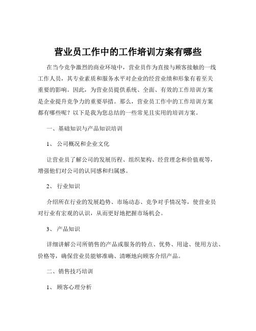 营业员工作中的工作培训方案有哪些