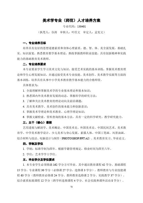 美术学专业师范人才培养方案