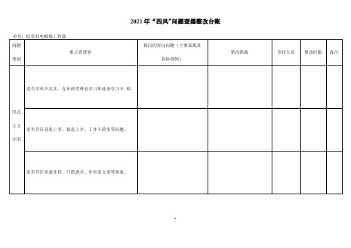 四风问题查摆整改台账