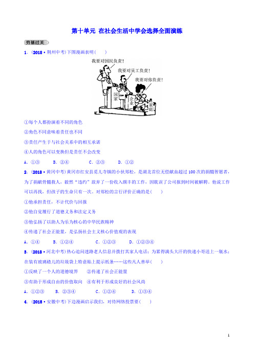 东营市2019年中考道德与法治总复习 在社会生活中学会选择全面演练2