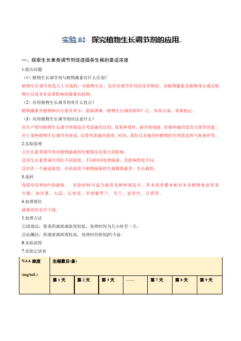 实验02探究植物生长调节剂的应用