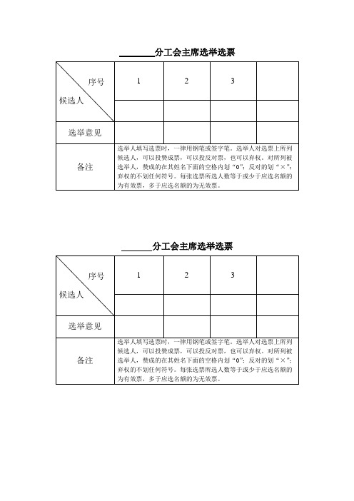 分工会主席选举选票