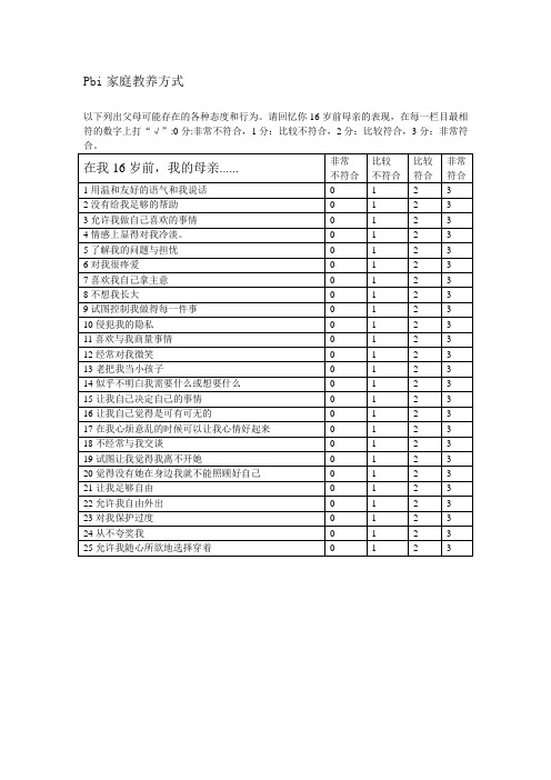 Pbi家庭教养方式