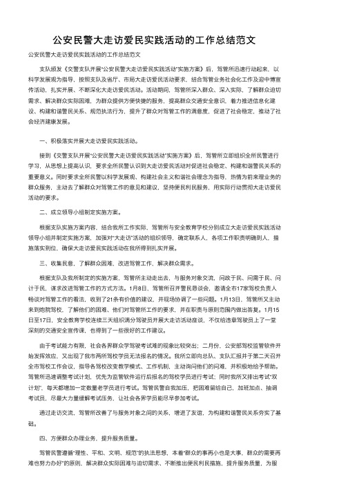 公安民警大走访爱民实践活动的工作总结范文