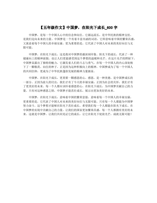 【五年级作文】中国梦,在阳光下成长_600字