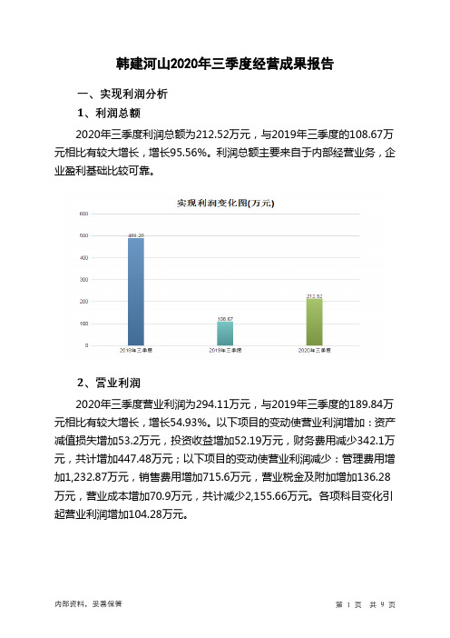 韩建河山2020年三季度经营成果报告