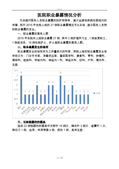 医院职业暴露情况分析