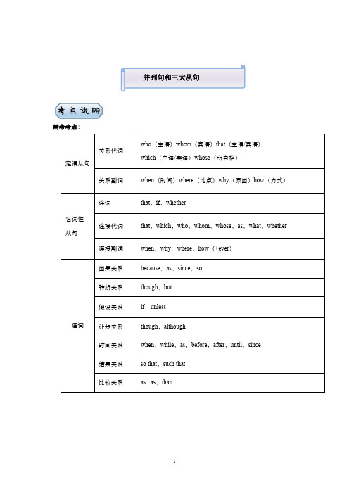 高考二轮复习英语小题必练：并列句和三大从句(含答案)