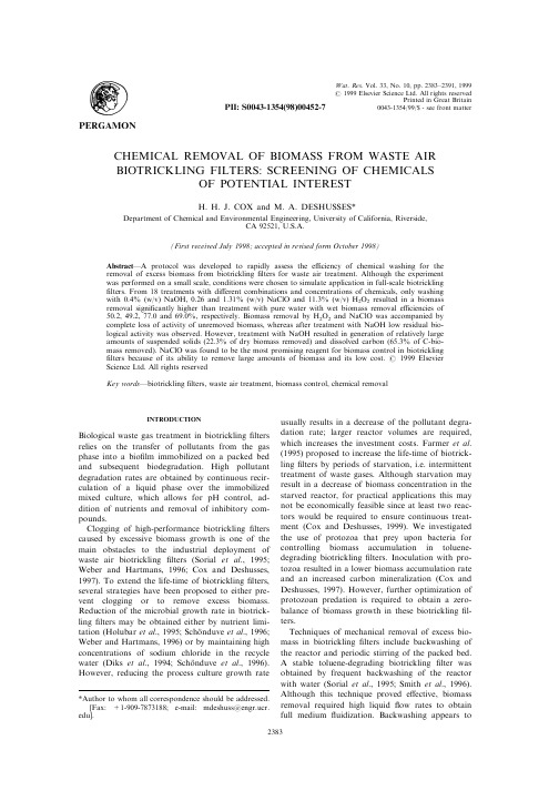 CHEMICAL REMOVAL OF BIOMASS FROM WASTE AIR