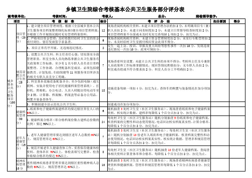 乡镇卫生院综合考核基卫部分评分表