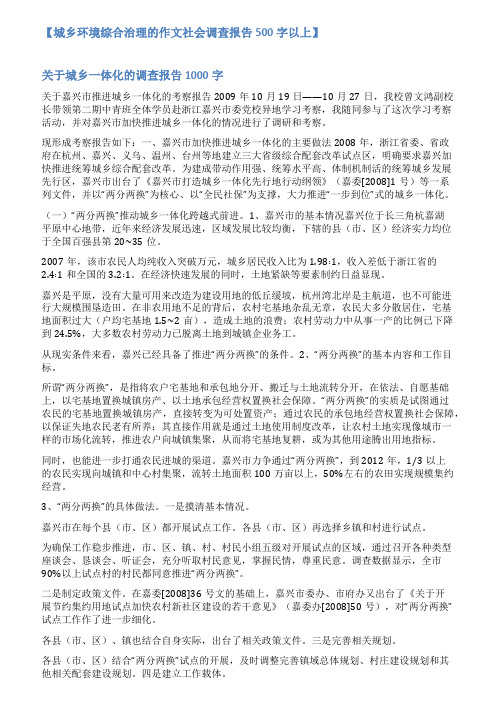 城乡整合调研报告范文