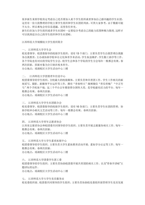 全校组织社团一览