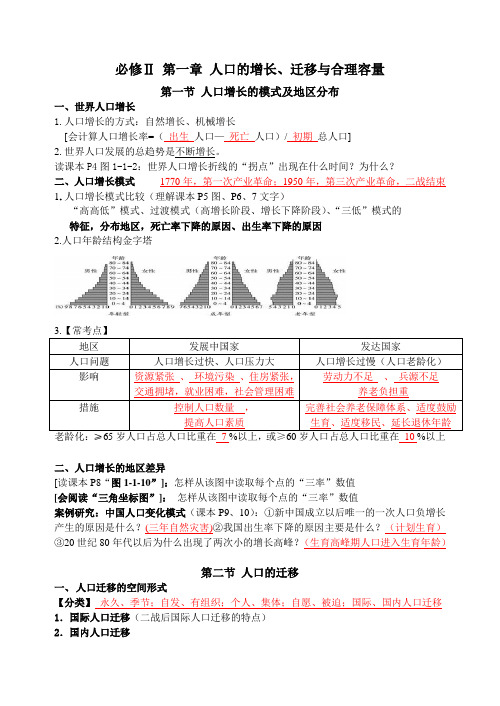 中图版地理必修二会考提纲带答案