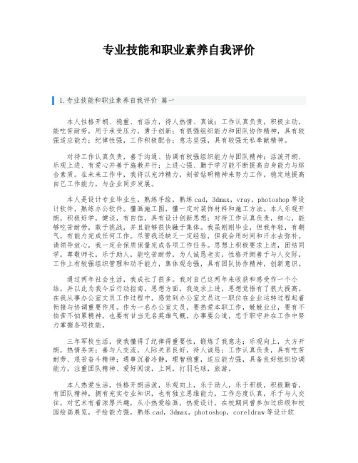 专业技能和职业素养自我评价