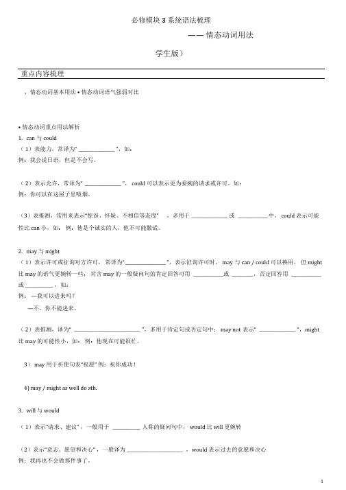 初中英语情态动词练习题(含答案)