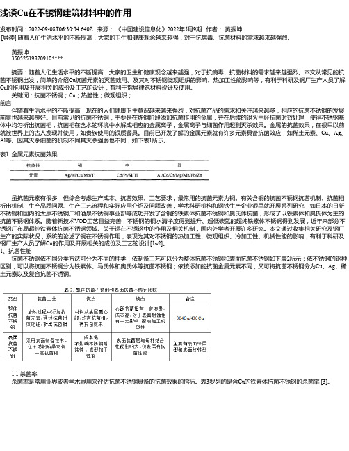 浅谈Cu在不锈钢建筑材料中的作用