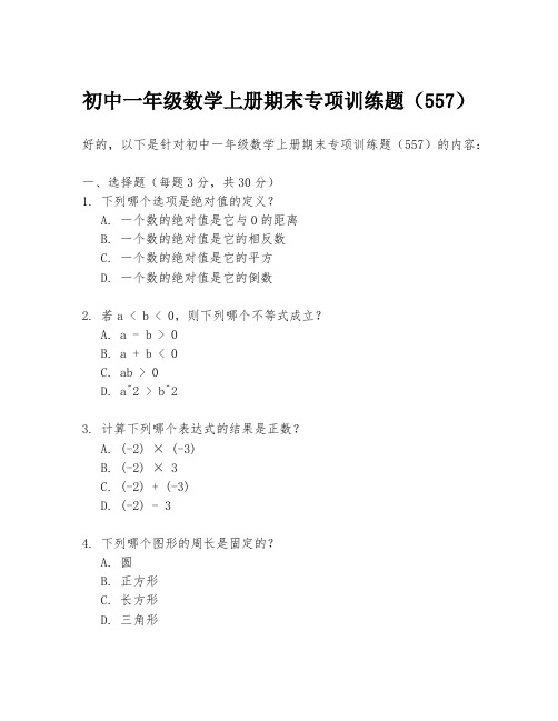 初中一年级数学上册期末专项训练题(557)