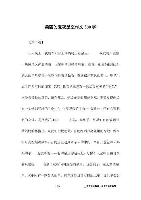 美丽的夏夜星空作文300字