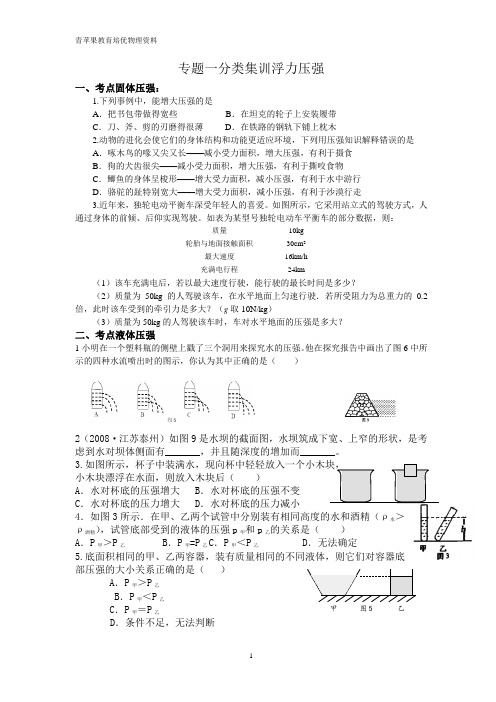 中考复习浮力压强易错题