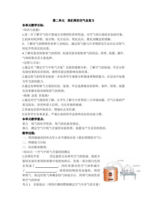 第二单元 我们周围的空气复习课教案