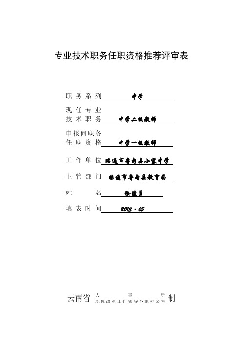 专业技术职务资格推荐表