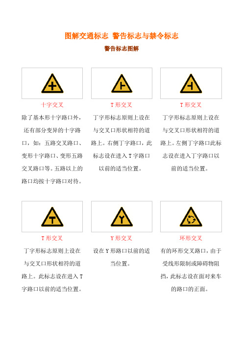 图解交通标志 警告标志与禁令标志