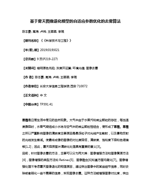 基于雾天图像退化模型的自适应参数优化的去雾算法