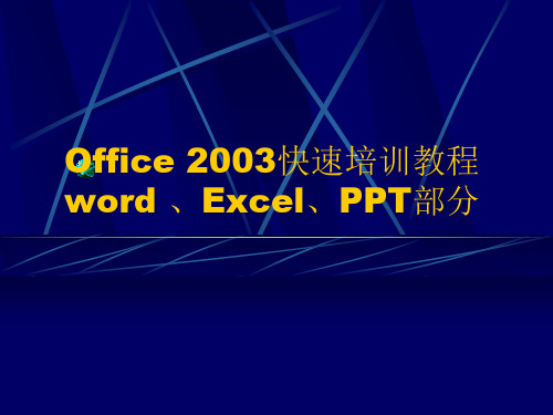 word excel ppt快速培训教程