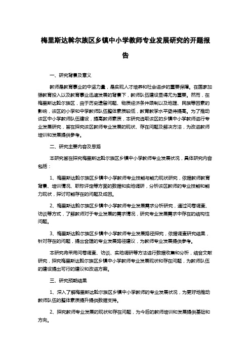 梅里斯达斡尔族区乡镇中小学教师专业发展研究的开题报告