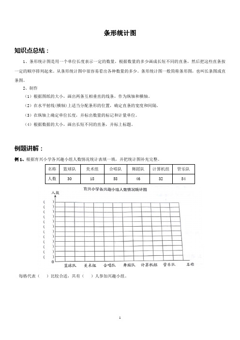 四年级上学期数学 条形统计图 例题+课后作业