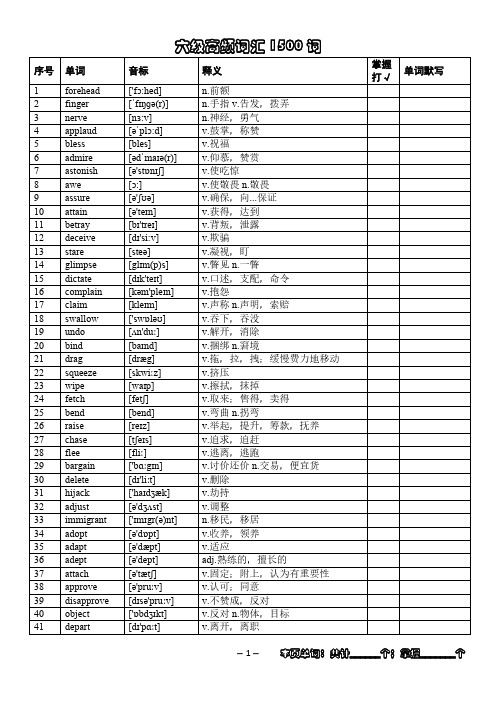 六级高频词汇1500词