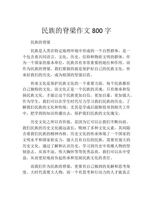 民族的脊梁作文800字