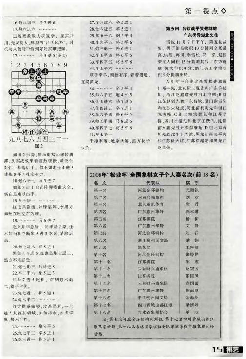 顺德风云录(一)——2008年全国象棋男子个人赛棋话——第五回 吕钦战平笑傲群雄 广东优异湖北欠佳