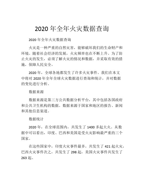 2020年全年火灾数据查询