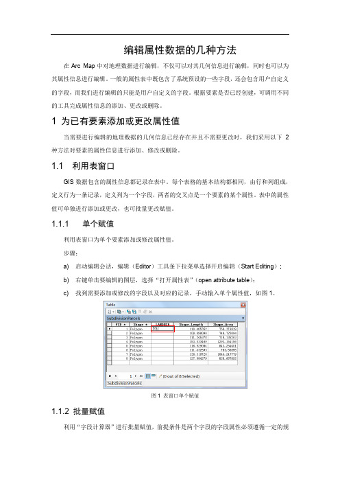 ArcGIS编辑属性数据的几种方法