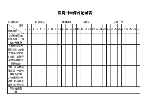 日常保养记录表