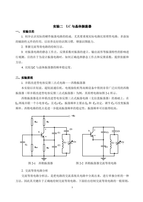 实验二 LC与晶体振荡器