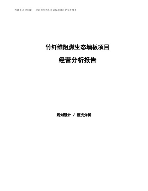 竹纤维阻燃生态墙板项目经营分析报告(项目总结分析)