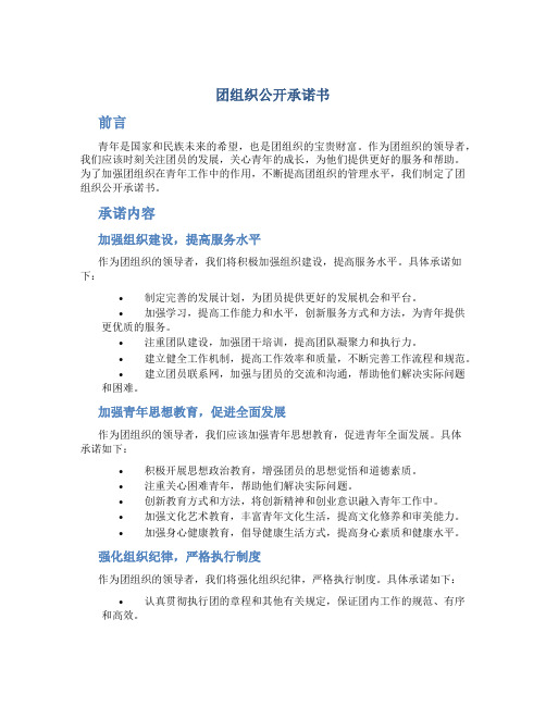 团组织公开承诺书